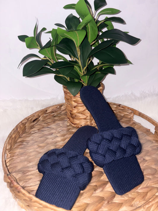  Midnight Woven Slides